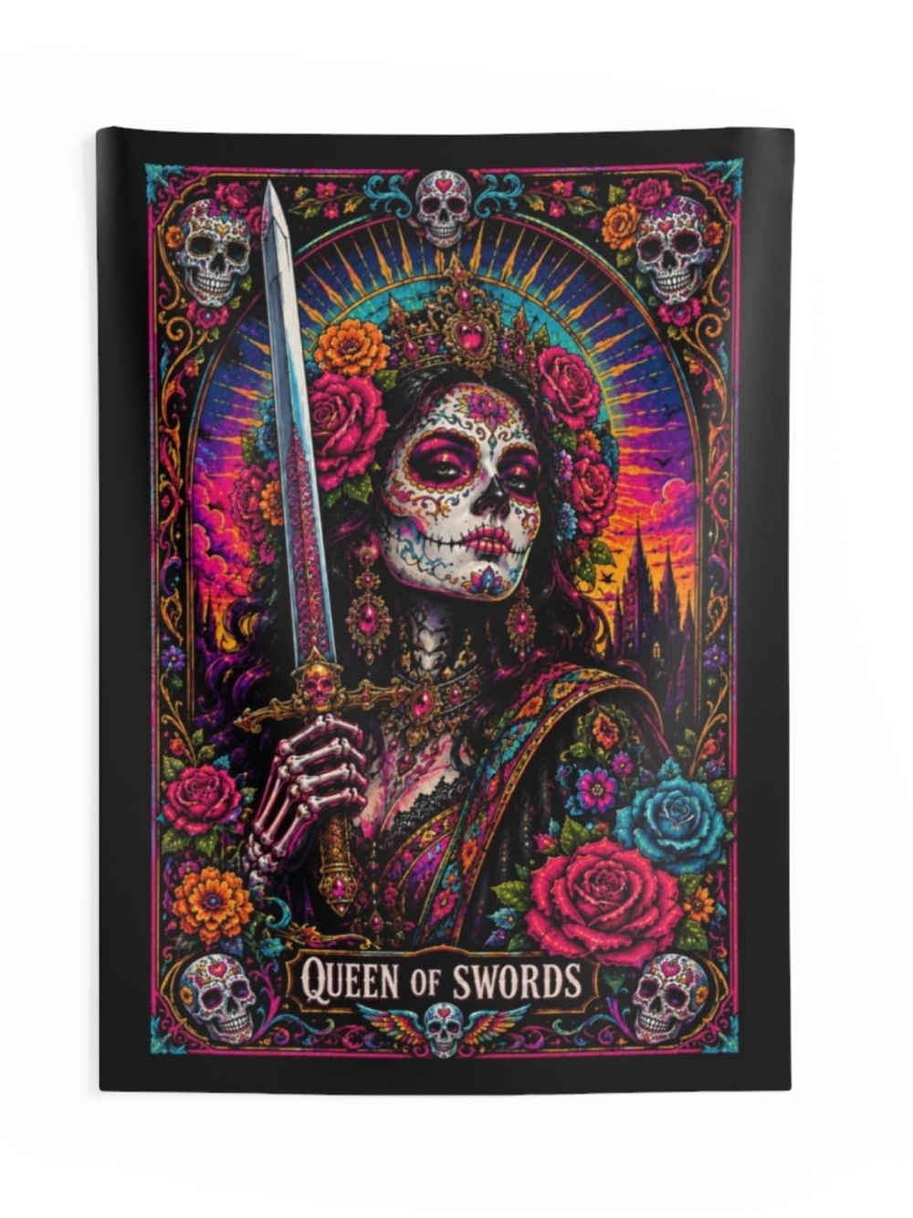 Indoor Art Tapestry Wall Hanging Queen Of Swords Tarot New 26x36
